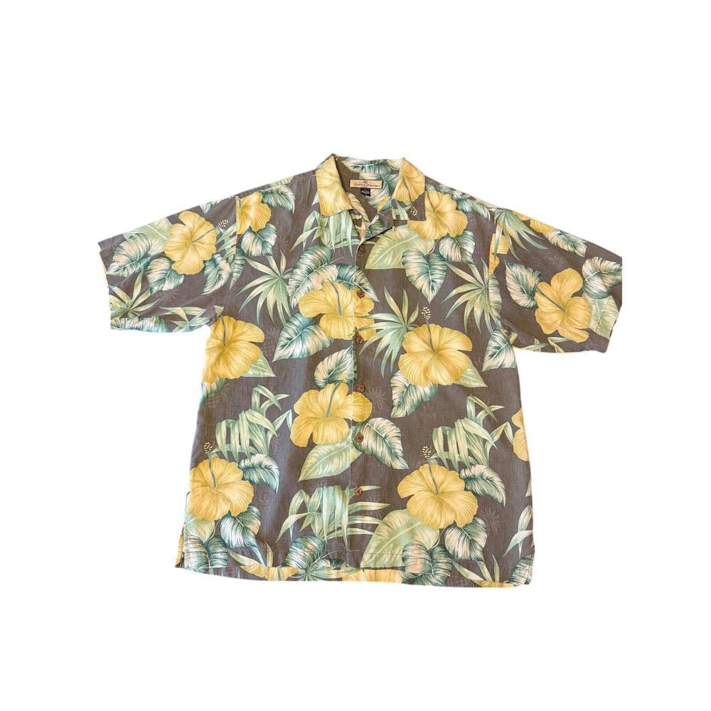 Men’s Tommy Bahama 100% silk button up‎ floral Hawaiian shirt size M